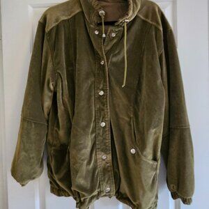 Womens S Green Velveteen Fall Jacket